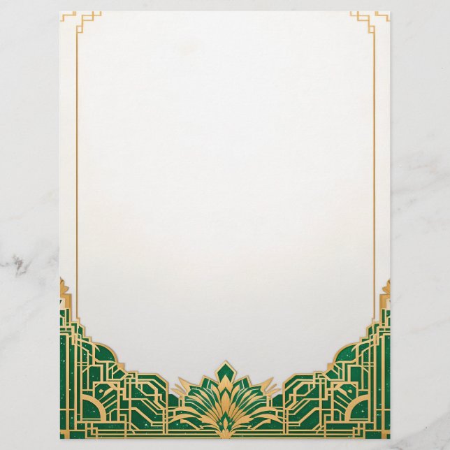 Papel Timbrado Ornamentado Art Deco Frame on White (Frente)