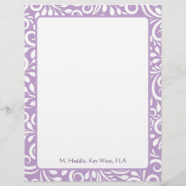 Papel Timbrado Ornamentado Mauve Art Deco Personalizado Letterhea