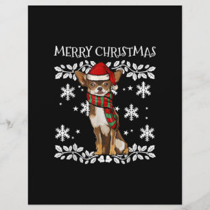 Papel Timbrado Ornamento Feliz de Natal Brown Chihuahua Xmas