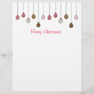 Papel Timbrado Ornamentos de Natal Feliz - Letra