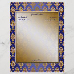 Papel Timbrado Ouro do damasco em beiras dos azuis marinhos