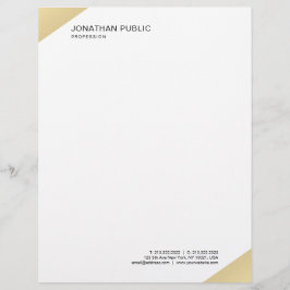 Papel Timbrado Ouro elegante e branco do modelo simples moderno