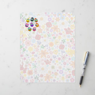 Papel Timbrado Ovos de Páscoa de desenho animado fofos e engraçad