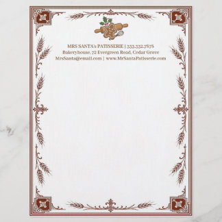 Papel Timbrado Padaria de Biscoito de Gengibre de Natal com Fonte