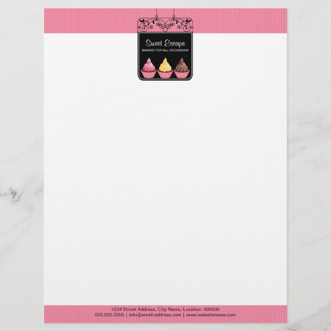 Papel Timbrado Padaria de Sinal de Cupcake (Frente)