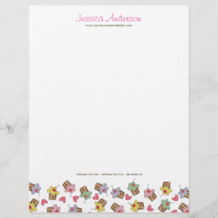 Papel Timbrado Padaria dos confeitos dos cupcakes da cereja doce