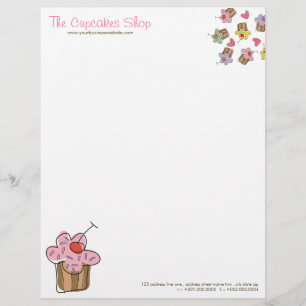 Papel Timbrado Padaria dos confeitos dos cupcakes da cereja doce