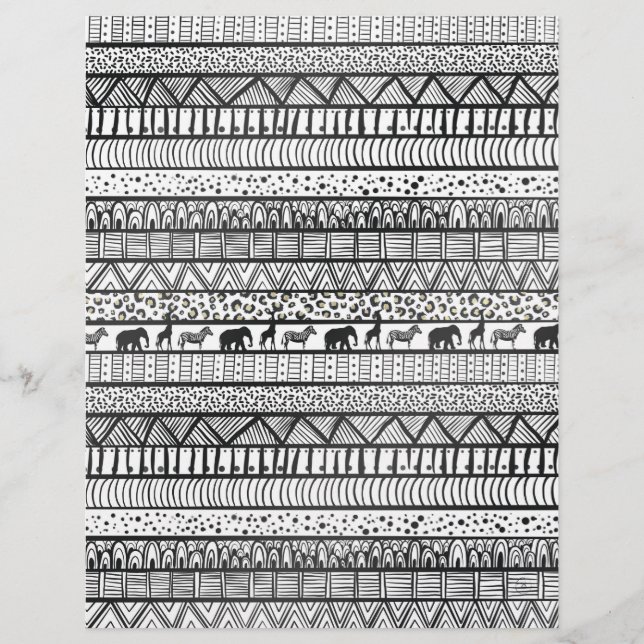 Papel Timbrado Padrão Africano Tribal Negro (Frente)