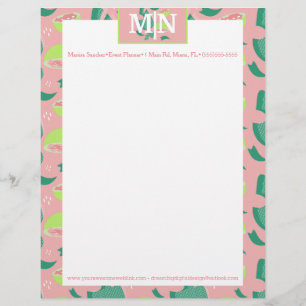 Papel Timbrado Padrão bonito de goiaba e verde