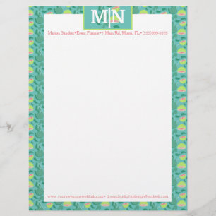 Papel Timbrado Padrão bonito de goiaba e verde