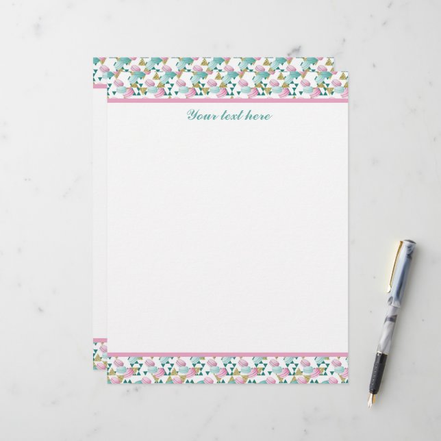 Papel Timbrado Padrão de biscoito em azulejos fofos personalizáve (Frente/Verso In Situ)