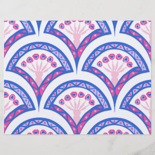 Papel Timbrado padrão de damasco floral azul