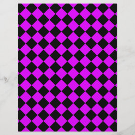 Papel Timbrado Padrão de Diamante Xadrez Preto Roxo