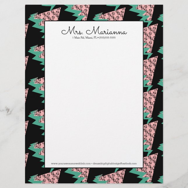 Papel Timbrado Padrão de Formas de Fatia de Verão de Melancia Geo (Frente)