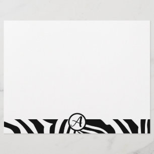 Papel Timbrado Padrão de impressão de zebra preto e branco em neg