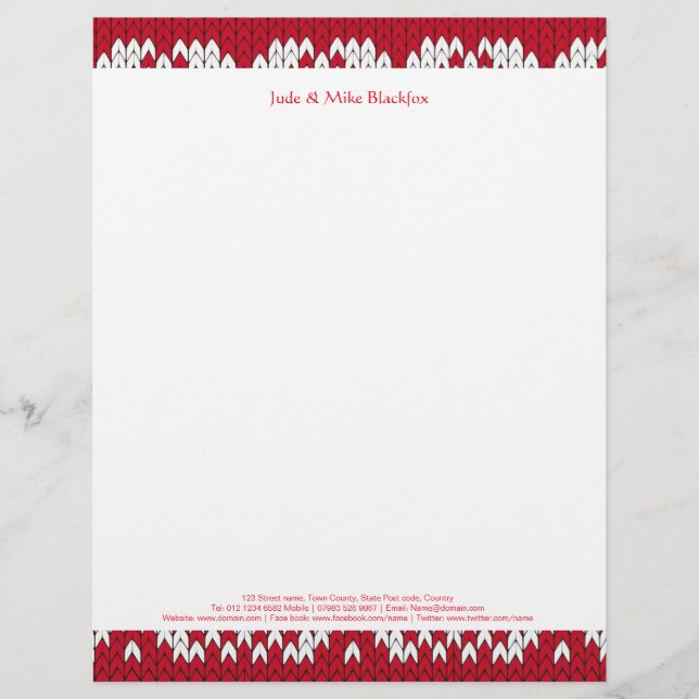 Papel Timbrado Padrão de malha de Natal (Frente)