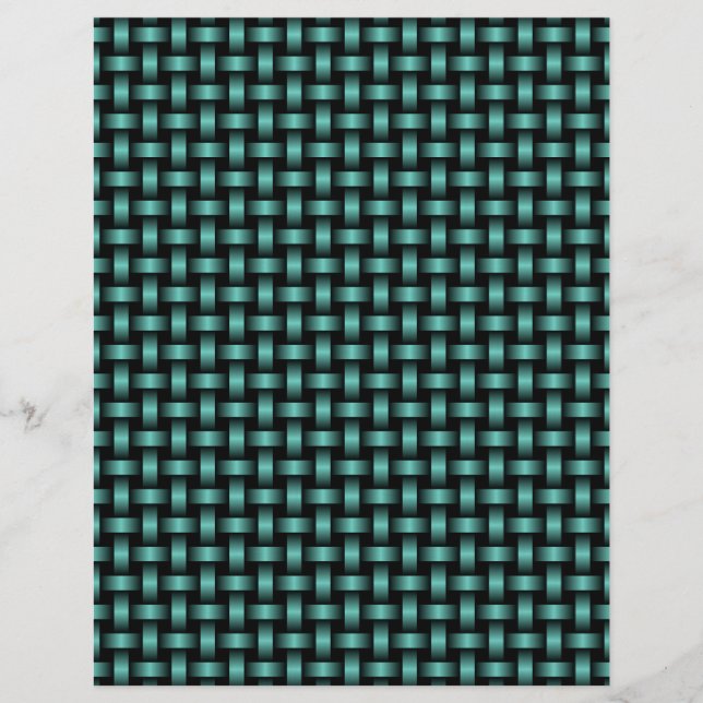 Papel Timbrado Padrão de Tear Preto Verde-Azul (Frente)