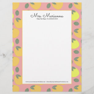 Papel Timbrado Padrão de Verão de Lemon e Mango Greenery