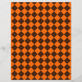Papel Timbrado Padrão de Xadrez de Diamante Laranja Marrom