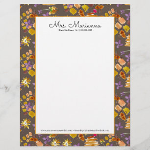 Papel Timbrado Padrão Floral Botânico Da Arte Das Abelhas À Ma