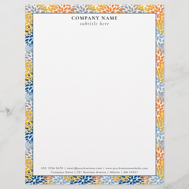 Papel Timbrado Padrão Floral Moderno e Iluminado Nome da Empresa  (Frente)