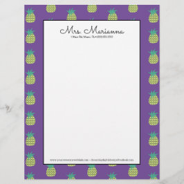 Papel Timbrado Padrão geométrico de Verão do Neon Pineapple