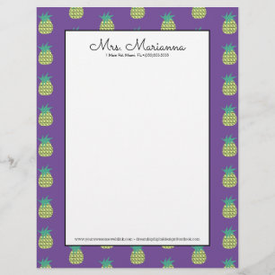 Papel Timbrado Padrão geométrico de Verão do Neon Pineapple