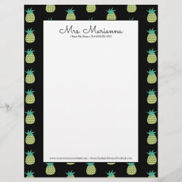 Papel Timbrado Padrão geométrico de Verão do Neon Pineapple