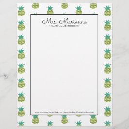 Papel Timbrado Padrão geométrico de Verão do Neon Pineapple