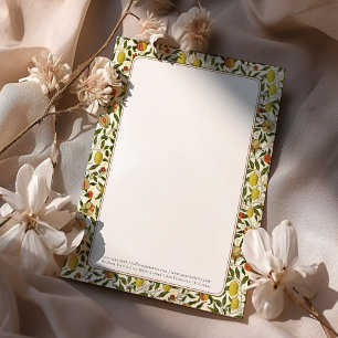Papel Timbrado Padrão Limão, Pêssego e Romã de William Morris