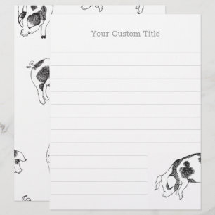 Papel Timbrado Padrão Minimalista de Linha de Porco Cottagecore V