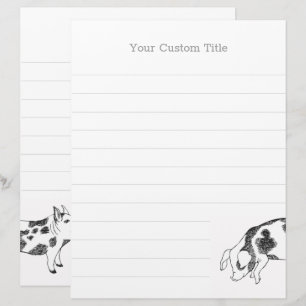 Papel Timbrado Padrão Minimalista de Linha de Porco Cottagecore V
