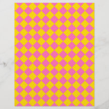Padrão Xadrez Arlequim Diamante Amarelo Rosa