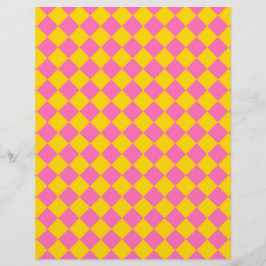 Papel Timbrado Padrão Xadrez Arlequim Diamante Amarelo Rosa