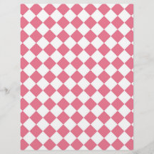 Padrão Xadrez Diamante Rosa Branco