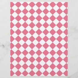 Papel Timbrado Padrão Xadrez Diamante Rosa Branco