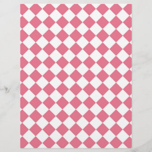 Papel Timbrado Padrão Xadrez Diamante Rosa Branco