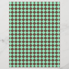 Papel Timbrado Padrão Xadrez Diamante Verde Marrom