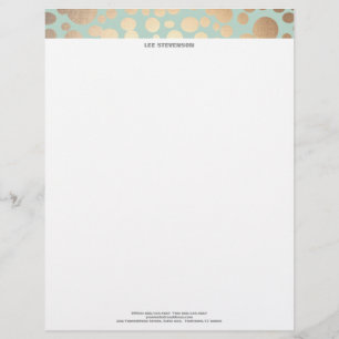 Papel Timbrado Padrões do Círculo Folha Dourada Chic Faux e Turqu