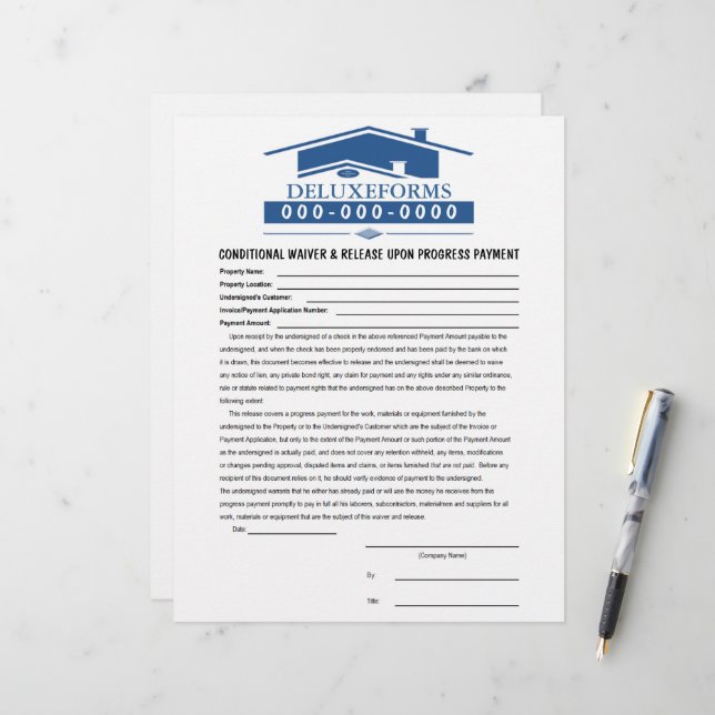 Papel Timbrado Pagamento de Isenção Condicional do Telhado Azul e (Frente/Verso In Situ)