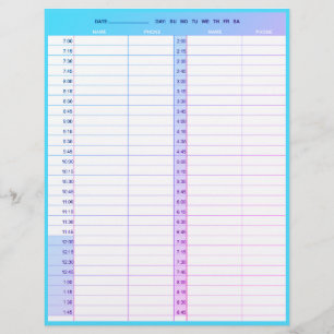 Papel Timbrado Páginas do livro de compromisso de 1 dia do salã