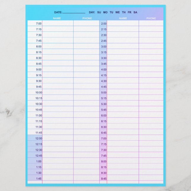 Papel Timbrado Páginas do livro de compromisso de 1 dia do salão  (Frente)