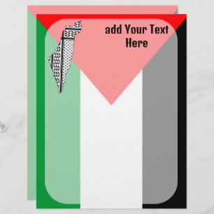 Papel Timbrado Palestina - Bandeira e Mapa com Padrão Keffiyeg