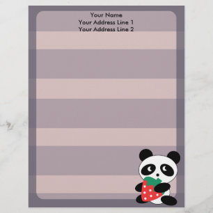 Papel Timbrado Panda bonito com cabeçalho roxo do costume das