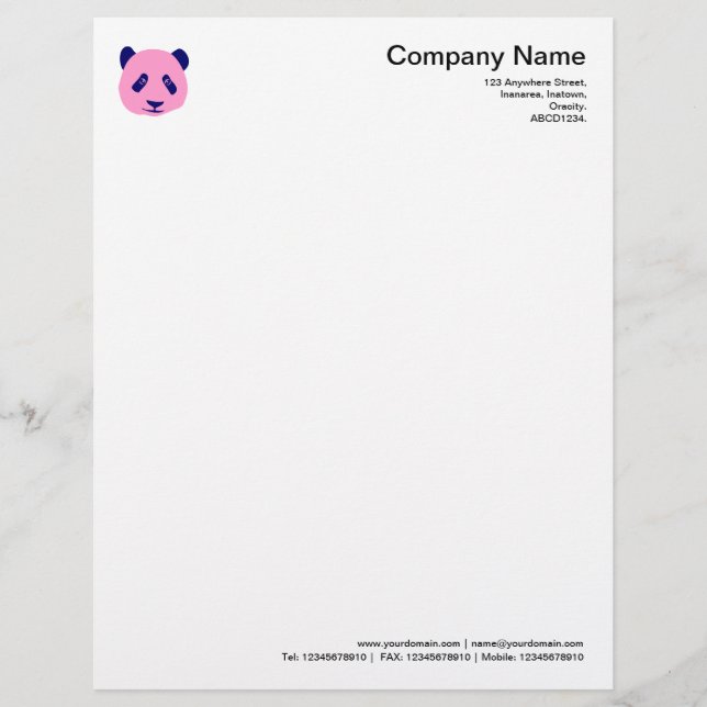 Papel Timbrado Panda - Rosa (Frente)