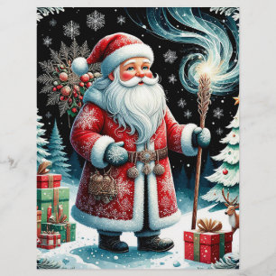 Papel Timbrado Papai Noel tradicional em cena de inverno festiva