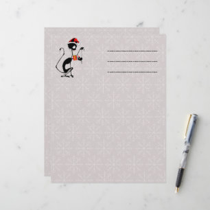 Papel Timbrado Papais noeis de gato e rato com presente de Natal