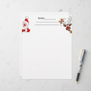 Papel Timbrado Papais noeis e Reindeer Feliz Christmass Happy Car