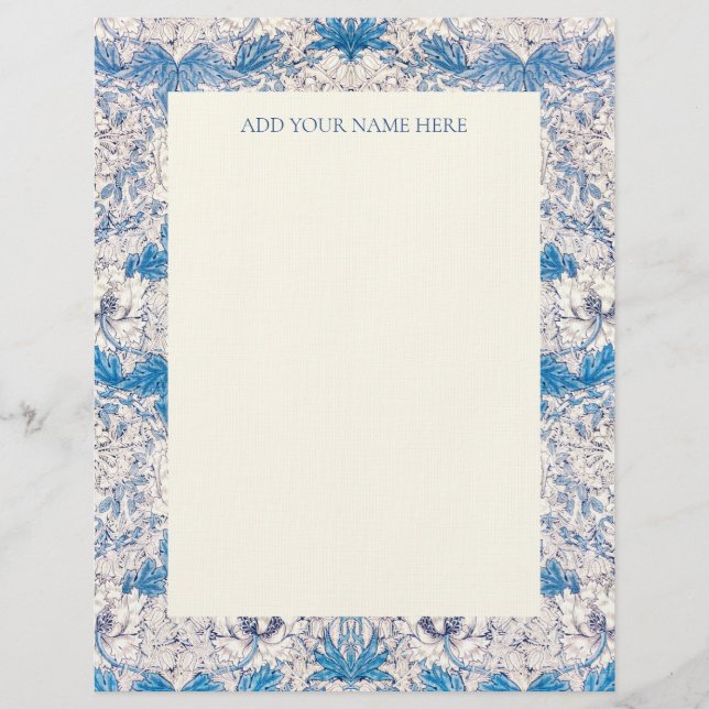 Papel Timbrado Papel Timbrado: WILLIAM MORRIS : "HONEYSUCKLE" (Frente)