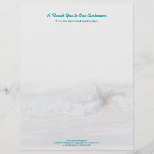 Papel Timbrado Papelaria Comercial Ondas do Oceano Azul Tropical 